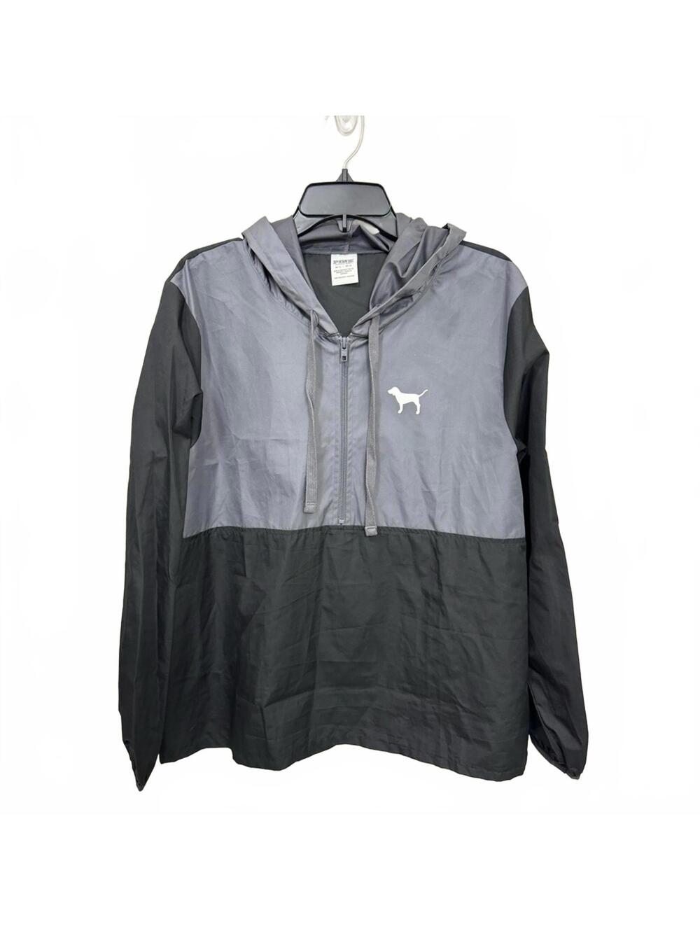 VS PINK Gray Colorblock Half Zip Hooded Windbreaker Jacket M/L